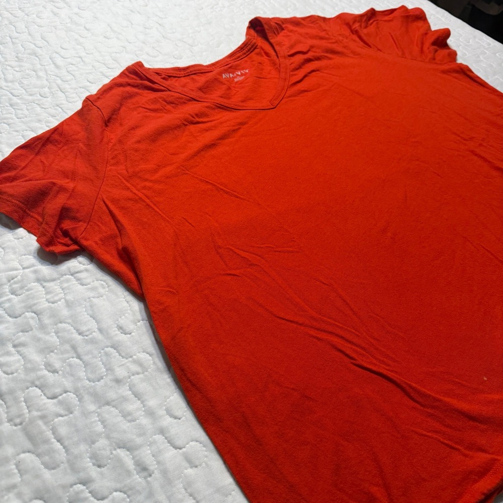 Women 2X BLOUSE RED V-Neck Basic PLUS ESSENTIAL SOFT MINIMALIST SUMMER LAYERING